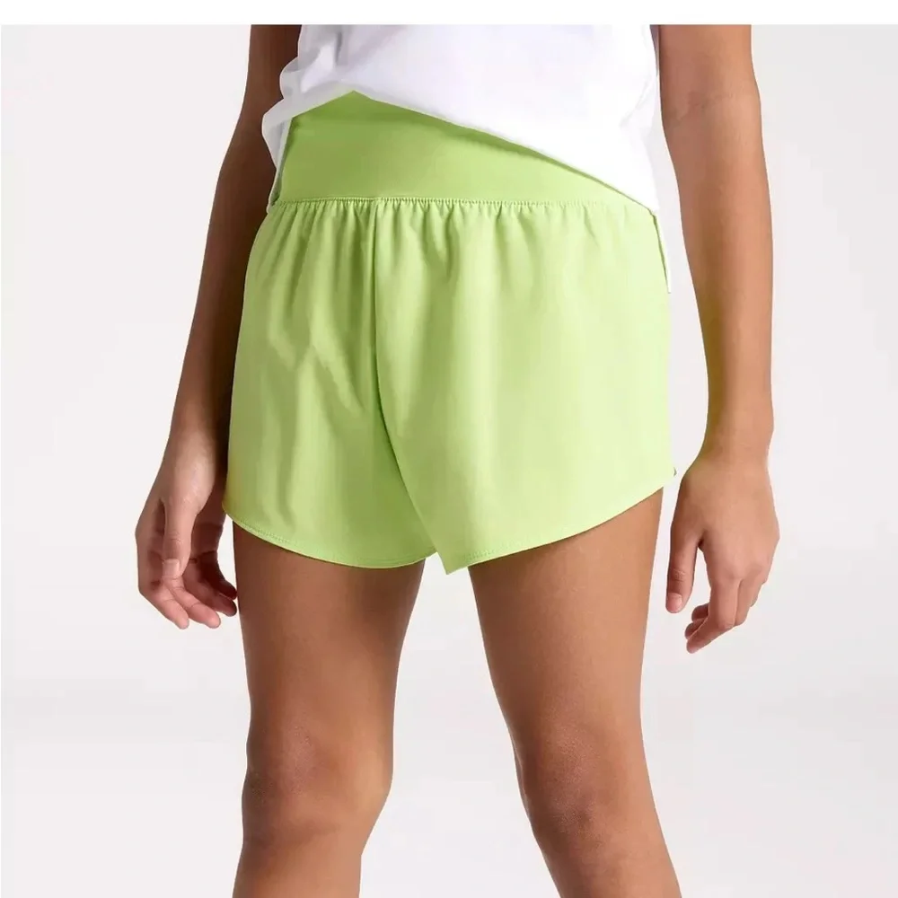 DSG Girl's Large Neon Pear High Rise Performance Shorts Lined Knit Waistband NWT